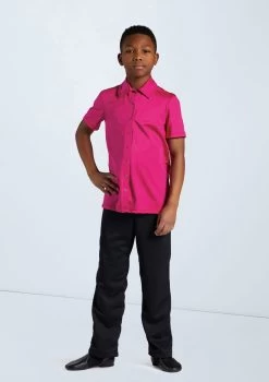 Weissman Boys Collared Shirt -Dance Costume Store 12501 lipstick 11456 black 4211 58998.1678887463