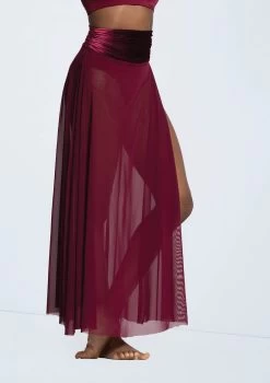 Weissman Velvet Waist Mesh Maxi Skirt 10 Weissman Velvet Waist Mesh Maxi Skirt -Dance Costume Store 14299 blackcherry 7510 53815.1698816780
