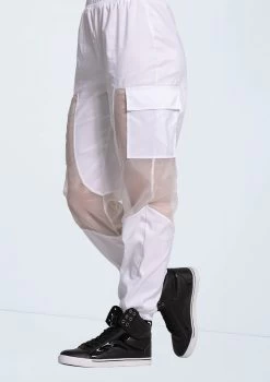 Weissman Sheer Inset Cargo Pants -Dance Costume Store 14327 white 3325 93147.1698816786