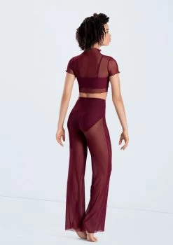 Weissman Cropped Power Mesh Tee -Dance Costume Store 14428 blackcherry 14430 blackcherry 937 21067.1692402366