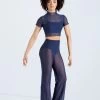 Weissman Cropped Power Mesh Tee -Dance Costume Store 14428 navy 14430 navy 847 89543.1692402366