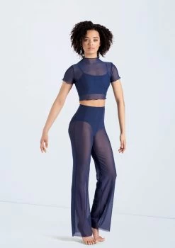 Weissman Power Mesh Wide Leg Pants -Dance Costume Store 14428 navy 14430 navy 847 95300.1698817156