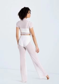 Weissman Cropped Power Mesh Tee -Dance Costume Store 14428 white 14430 white 08 50116.1698817156