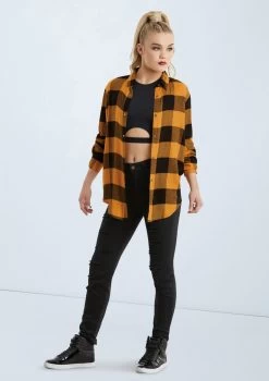 Weissman Oversized Buffalo Plaid Shirt -Dance Costume Store AH10810 saffron 010 67452.1678890532