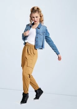 Weissman French Terry Cargo Pants -Dance Costume Store AH11507 mediumwash AH12728 camel 073 06674.1678890683