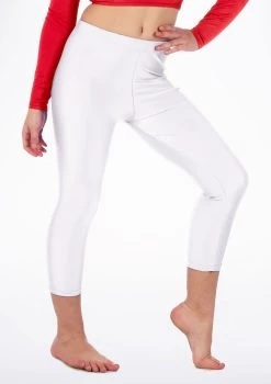Alegra Girls Shiny Crop Leggings -Dance Costume Store ALP5206 MAIN WHT 54395.1678876136