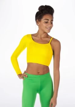 Alegra Shiny Echo Dance Top -Dance Costume Store ALS0252 MAIN YEL 06970.1678877653