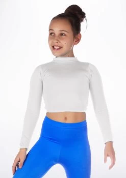 Alegra Girls Shiny Raya Dance Top -Dance Costume Store ALS5267 MAIN WHT 21225.1678878576