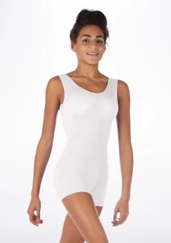Alegra Shiny Hotpant Unitard -Dance Costume Store ALU0235 MAIN WHT 15216.1678879741