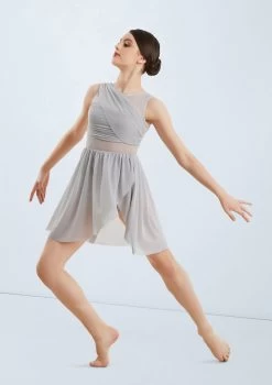 Weissman Mesh Wrap Dress -Dance Costume Store D8423 softgray 028 65817.1698840477