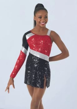 Weissman Colorblock Sequin Dress 9 Weissman Colorblock Sequin Dress -Dance Costume Store D9691 red black 1343 59903.1678890973