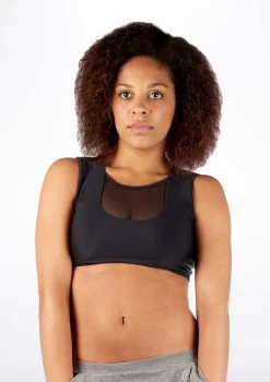 Dincwear Mesh Insert Crop Top -Dance Costume Store DNDWJ003 MAIN BLK 84863.1678927522