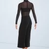 Weissman Culotte Unitard With Mesh 1 Weissman Culotte Unitard With Mesh -Dance Costume Store MJ11187 black 105 93720.1678890994