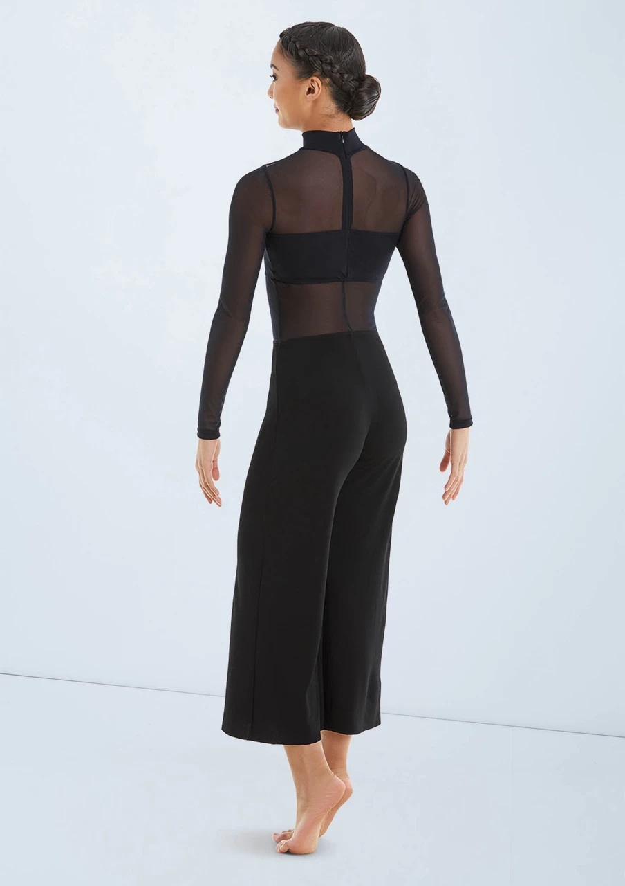 Weissman Culotte Unitard With Mesh 3 Weissman Culotte Unitard With Mesh