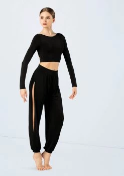 Weissman Knotted Back Crop Top -Dance Costume Store MJ12211 black MJ12237 black 2677 04182.1678891019