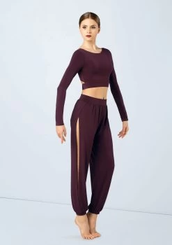 Weissman Knotted Back Crop Top -Dance Costume Store MJ12211 raisin MJ12237 raisin 4624 16321.1678891014