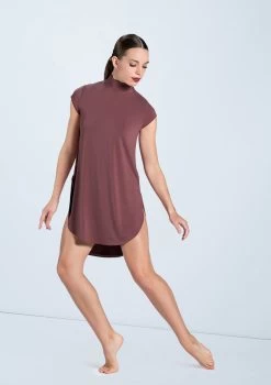 Weissman Mock Neck Tee Dress -Dance Costume Store MJ12796 rosewood 703 08043.1698840483