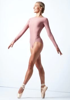 Move Dance Clementine Long Sleeve Leotard -Dance Costume Store MOL0801 PNK FRONT 1 16541.1678884296
