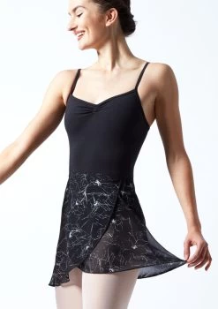 Move Dance Floral Print Wrap Dance Skirt - Black -Dance Costume Store MOR0406 BLK FRONT 1T 13499.1689636867