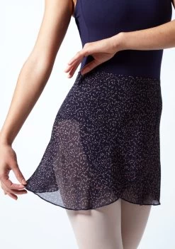 Move Dance Speckled Wrap Dance Skirt - Navy -Dance Costume Store MOR0408 BLK CLOSE UP FRONT 1 64637.1678884695