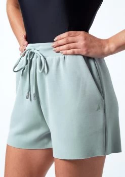 Move Dance Cassandra Jersey Dance Shorts -Dance Costume Store MOR0637 TEAL CLOSE UP FRONT 1 89862.1678884709