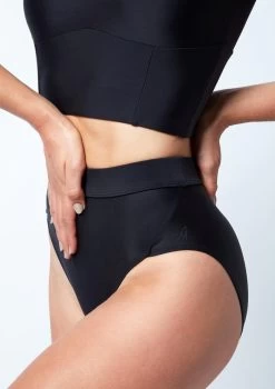 Move Dance Elouise High Waisted Dance Brief -Dance Costume Store MOR0812 BLK CLOSE UP FRONT 1 53371.1678884716