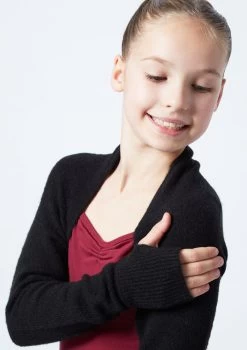 Move Dance Teen Daniella Knit Shrug -Dance Costume Store MOZ5718 BLK CLOSE UP FRONT 1 99682.1678885167