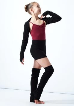 Move Dance Teen Daniella Knit Shrug -Dance Costume Store MOZ5718 BLK FRONT 2 47327.1678885168
