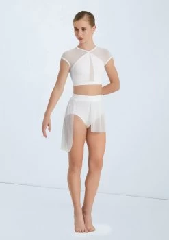 Weissman Illusion Mesh Crop Top 13 Weissman Illusion Mesh Crop Top -Dance Costume Store MT10463 white S10466 white 285 06695.1678891125