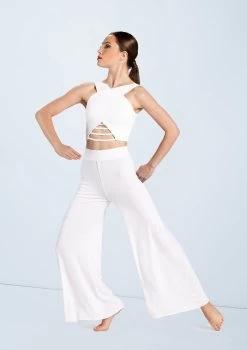 Weissman Lattice Front Crop Top -Dance Costume Store MT10485 white MJ12612 white 663 29462.1678891129