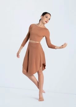 Weissman Matte Jersey Curved Hem Skirt -Dance Costume Store MT12224 warmsand S13073 warmsand 0573 71889.1692491479