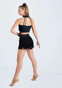 Weissman Fringe Mock Neck Crop Top 13 Weissman Fringe Mock Neck Crop Top -Dance Costume Store MT9321 MT12611 black 0114 11316.1678891264