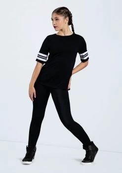 Weissman Striped Sleeve Crewneck Tee -Dance Costume Store PT10409 black MT12466 8091 32445.1678891417