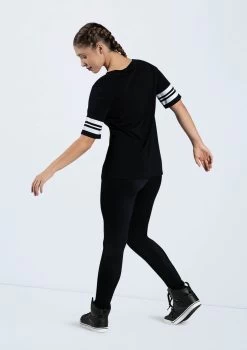 Weissman Striped Sleeve Crewneck Tee -Dance Costume Store PT10409 black MT12466 8097 67097.1678891417