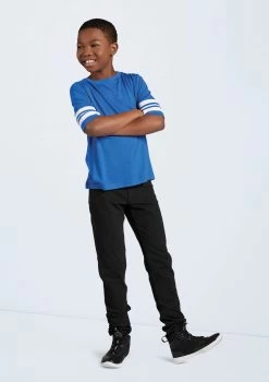 Weissman Striped Sleeve Crewneck Tee -Dance Costume Store PT10409 royal 13298 30652.1678891417