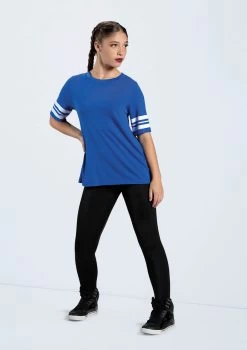 Weissman Striped Sleeve Crewneck Tee -Dance Costume Store PT10409 royal MT12466 7992 00066.1678891416