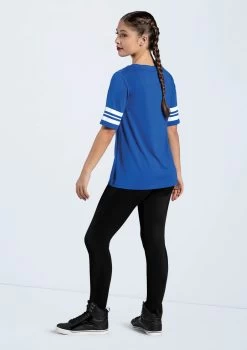 Weissman Striped Sleeve Crewneck Tee -Dance Costume Store PT10409 royal MT12466 8012 40939.1678891416