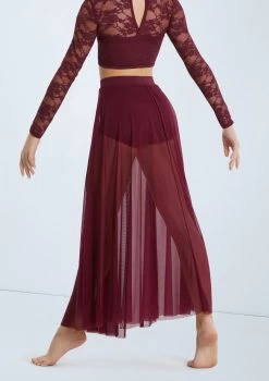 Weissman High Waist Mesh Maxi Skirt -Dance Costume Store S7823 blackcherry 112384 97220.1698840527
