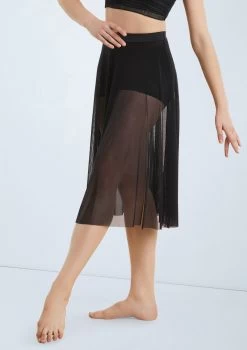Weissman Midi Length Mesh Skirt -Dance Costume Store S9768 black 009 82621.1698840527