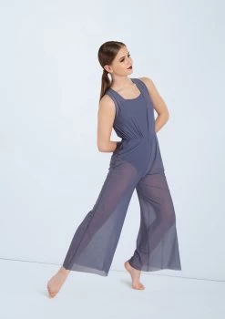 Weissman Cowl Drape Power Mesh Jumpsuit