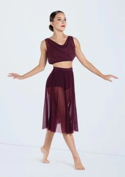 Weissman Midi Length Mesh Skirt -Dance Costume Store SM12768 S9768 raisin 466 80844.1678891495