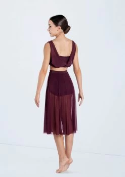Weissman Midi Length Mesh Skirt -Dance Costume Store SM12768 S9768 raisin 485 25398.1678891500