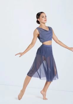 Weissman Midi Length Mesh Skirt -Dance Costume Store SM12768 S9768 slateblue 397 12067.1678891501