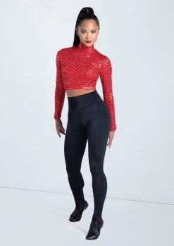 Weissman Long Sleeve Sequin Top