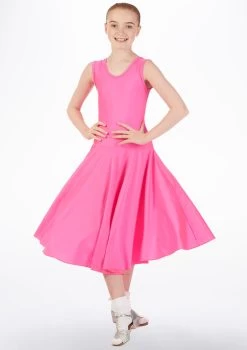 Tappers & Pointers Girl's Tank Ballroom Dress Long -Dance Costume Store ballroom3 tappers pointers girls tank ballroom dress long pink front 15217.1678886270