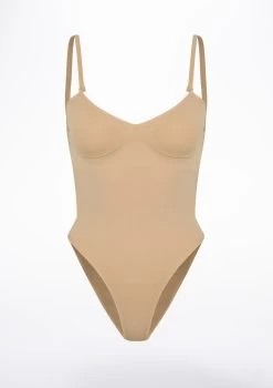 Bloch Seamless Brief Bodysuit -Dance Costume Store bl l3137 nud bloch seamless brief bodysuit tan front T 79945.1698799276