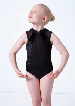 Bloch Girls Madinsson Zip Front Tank Leotard 11 Bloch Girls Madinsson Zip Front Tank Leotard -Dance Costume Store blcl1035 black close up front 94347.1675901673