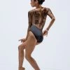 Ballet Rosa Ember Embroidered Mesh 3/4 Sleeve Leotard