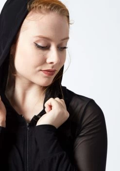 Ballet Rosa Zipped Mesh Hoodie -Dance Costume Store br midori ballet rosa zipped mesh hoodie black front no3 92030.1678926866