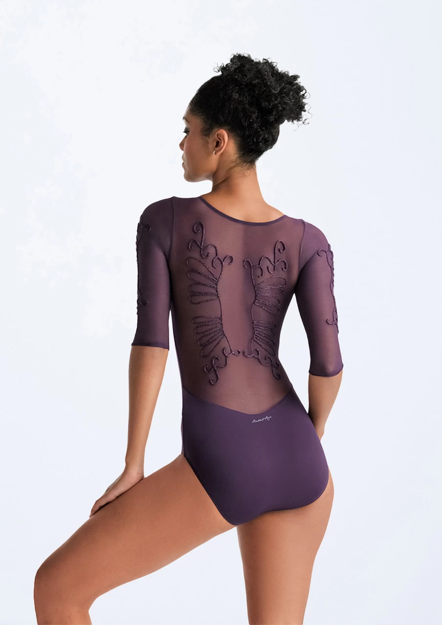 Ballet Rosa Ember Embroidered Mesh 3/4 Sleeve Leotard 5 Ballet Rosa Ember Embroidered Mesh 3/4 Sleeve Leotard - Image 3